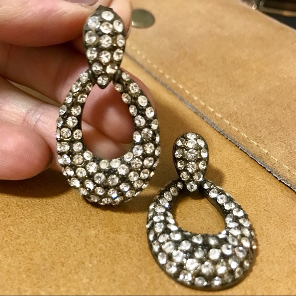 Vintage Tear Drop Rhinestone Dangles - Picture 2 of 3